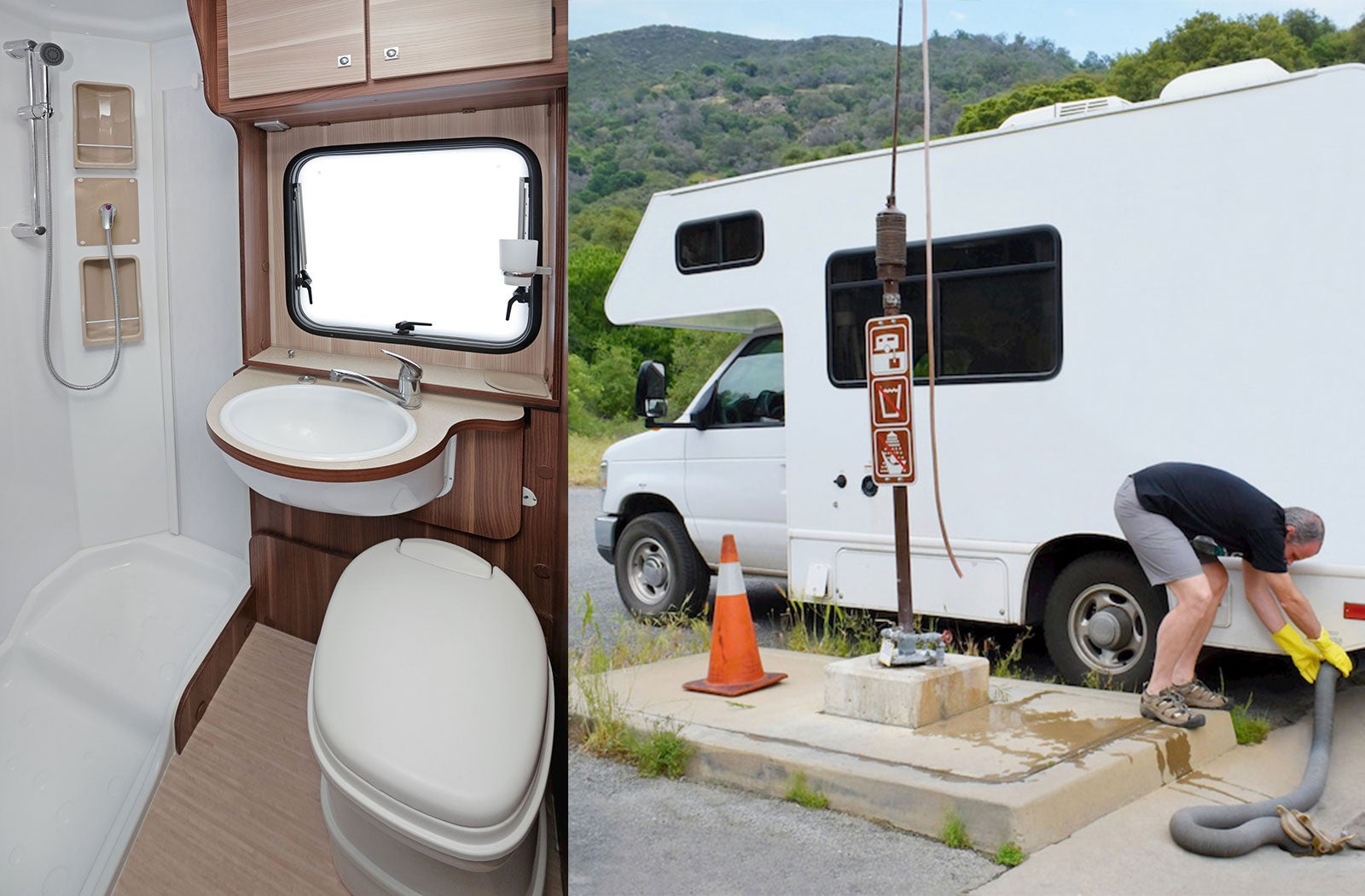 Portable RV/camper toilet and holding tank setup in Helena, Montana